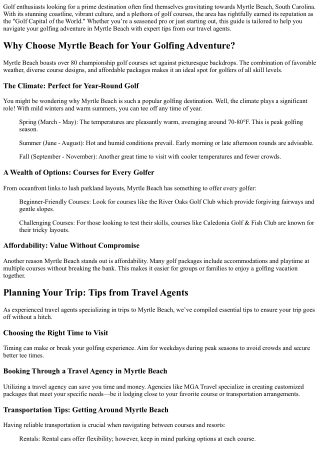 “A Guide to Golfing in Myrtle Beach—Tips from Our Agents”