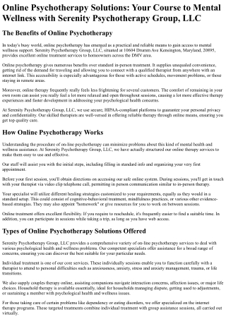 Serenity Psychotherapy Group