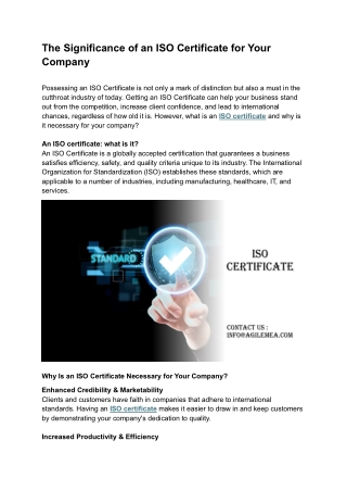 The Significance of an ISO Certificate for Your Company