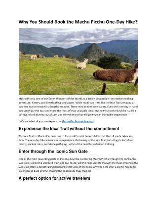 Discover Machu Picchu in a Day with Qoricancha Expeditions