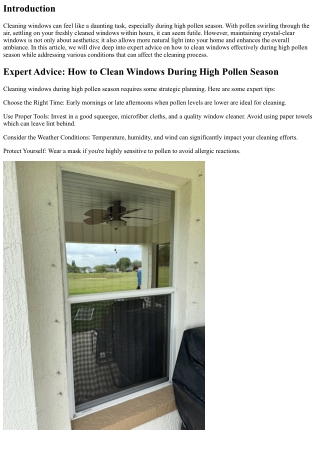 Expert Advice: How to Clean Windows During High Pollen Season