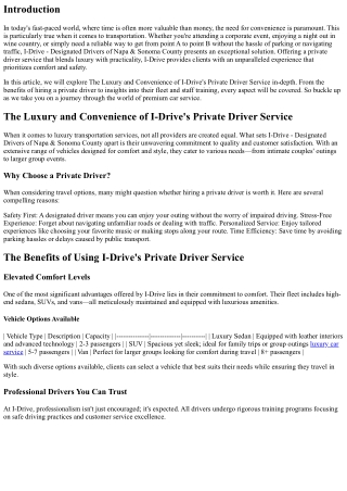 The Luxury and Convenience of I-Drive's Private Driver Service