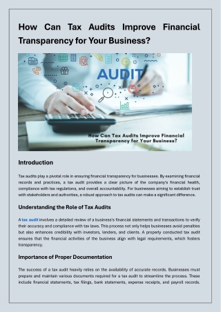 Tax Audits Improve Financial Transparency for Your Business