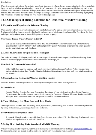 The Advantages of Hiring Lakeland for Residential Window Washing