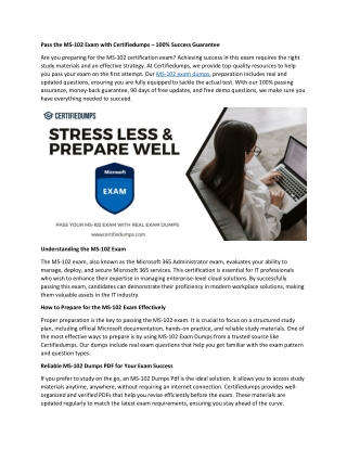 Pass the MS-102 Exam with Certifiedumps – 100% Success Guarantee