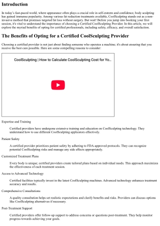 The Benefits of Opting for a Certified CoolSculpting Provider