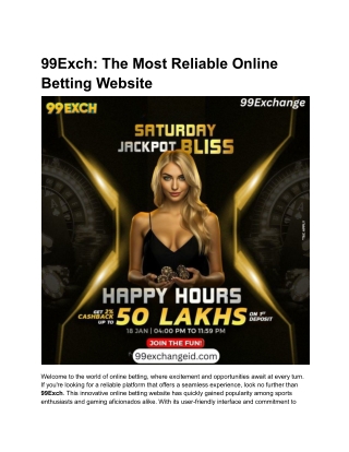 99Exch_ The Most Reliable Online Betting Website