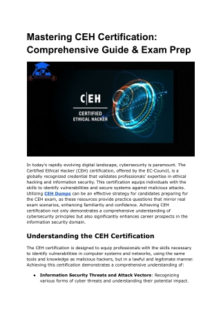 Mastering CEH Certification  Comprehensive Guide & Exam Prep