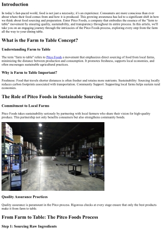 From Farm to Table: The Pitco Foods Process