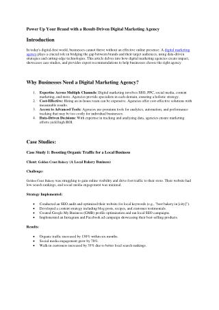 Power Up Your Brand with a Result-Driven Digital Marketing Agency