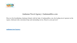 Andaman Travel Agency | Andamanbliss.com