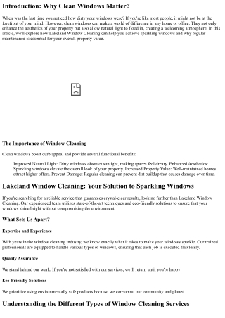 Lakeland Window Cleaning: Your Solution to Sparkling Windows