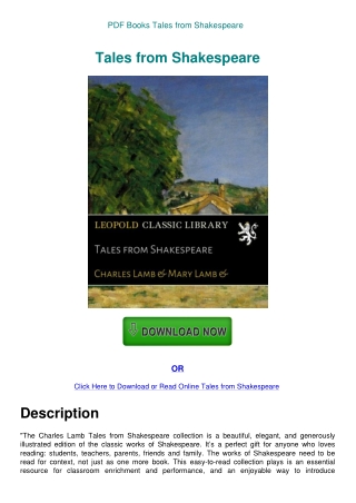 PDF Books Tales from Shakespeare