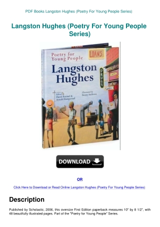 PDF Books Langston Hughes (Poetry For Young People Series)