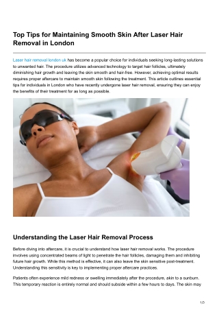 Top Tips for Maintaining Smooth Skin After Laser Hair Removal in London