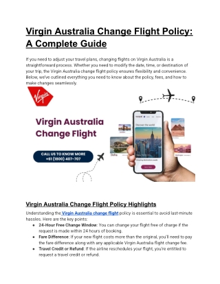 Virgin Australia Change Flight Policy A Complete Guide