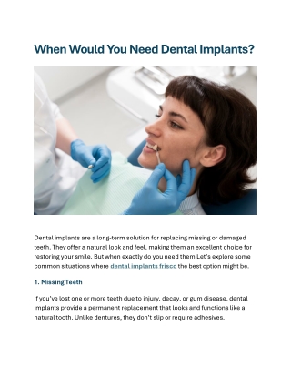 When Would You Need Dental Implants