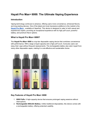 Hayati Pro Max  6000_ The Ultimate Vaping Experience