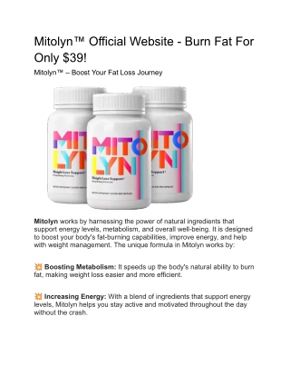Mitolyn™ Official Website - Burn Fat For Only $39!