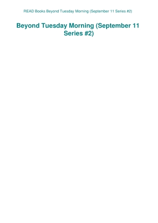 READ Books Beyond Tuesday Morning (September 11 Series #2)