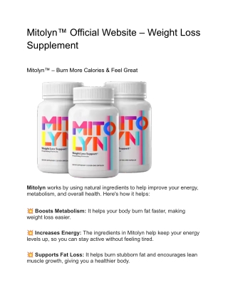 Mitolyn™ Official Website – Weight Loss Supplement | 83% Off