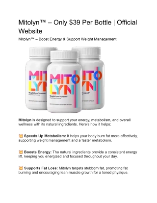 Mitolyn™ – Only $39 Per Bottle | Official Website
