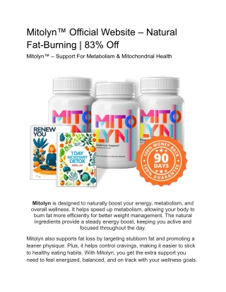 Mitolyn™ Official Website – Natural Fat-Burning | 83% Off