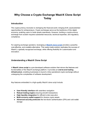 Why Choose a Crypto Exchange WazirX Clone Script Today