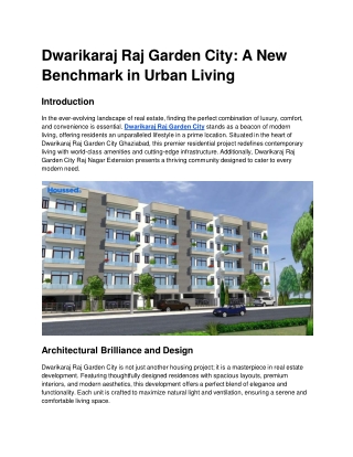 Dwarikaraj Raj Garden City: A Grand Lifestyle Awaits