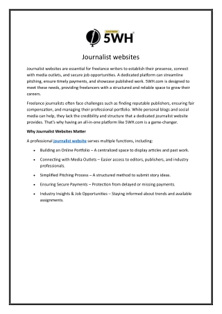 Journalist Websites – How 5WH.com Empowers Freelancers
