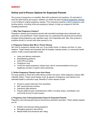 Online and In-Person Options for Expectant Parents