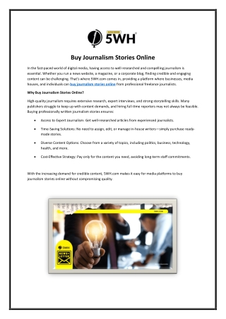 Buy Journalism Stories Online – 5WH.com Offers High-Quality News Content