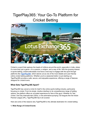 TigerPlay365_ Your Go-To Platform for Cricket Betting