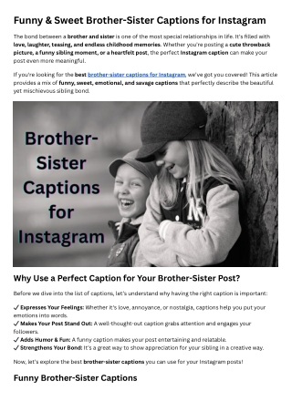 Brother-Sister Captions for Instagram