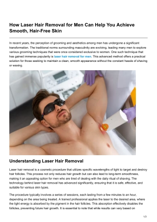 How Laser Hair Removal for Men Can Help You Achieve Smooth Hair-Free Skin