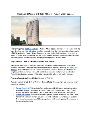 Spacious & Modern 2 BHK in Vikhroli – Puneet Urban Spaces
