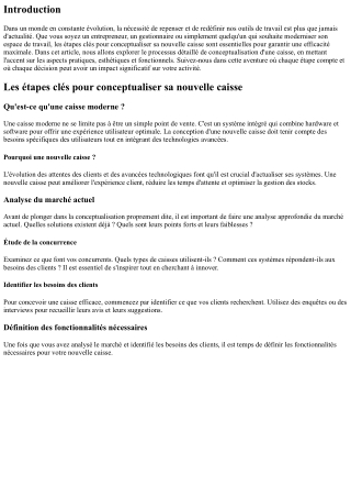 Les étapes clés pour conceptualiser sa nouvelle caisse
