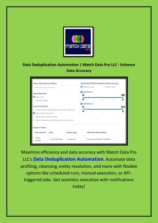 Maximize efficiency and data accuracy with Match Data Pro LLC's Data Deduplicati