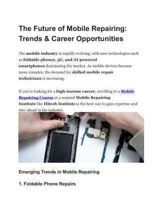 The Future of Mobile Repairing