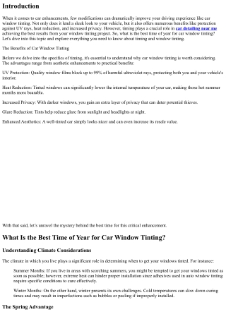 “What Is the Best Time of Year for Car Window Tinting?”