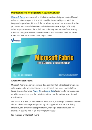 Best Microsoft Fabric Course in Ameerpet - Visualpath