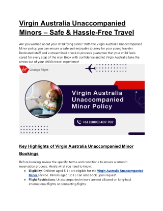 Virgin Australia Unaccompanied Minors – Safe & Hassle-Free Travel