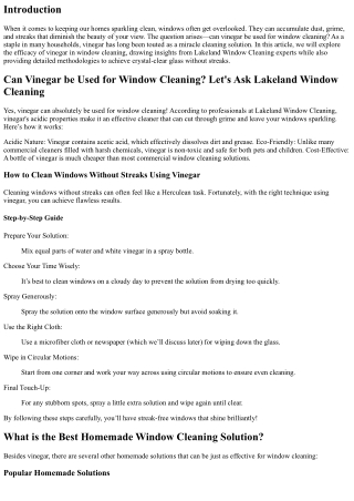 Can Vinegar be Used for Window Cleaning? Let's Ask Lakeland Window Cleaning