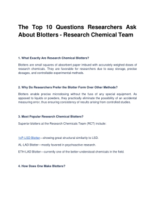 The Top 10 Questions Researchers Ask About Blotters