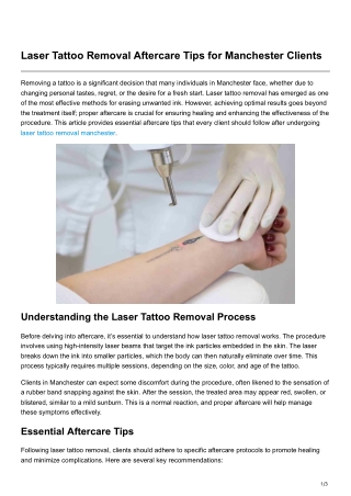 Laser Tattoo Removal Aftercare Tips for Manchester Clients