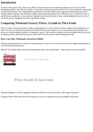 Comparing Wholesale Grocery Prices: A Guide by Pitco Foods