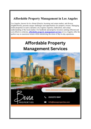 Affordable Property Management in Los Angeles