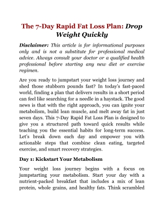 The 7-Day Rapid Fat Loss Plan_ Drop Weight Quickly