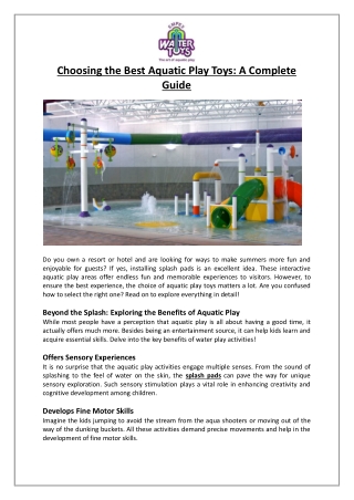 Empex Watertoys® - Choosing the Best Aquatic Play Toys A Complete Guide