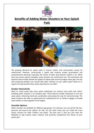 Empex Watertoys® - Benefits of Adding Water Shooters to Your Splash Pads